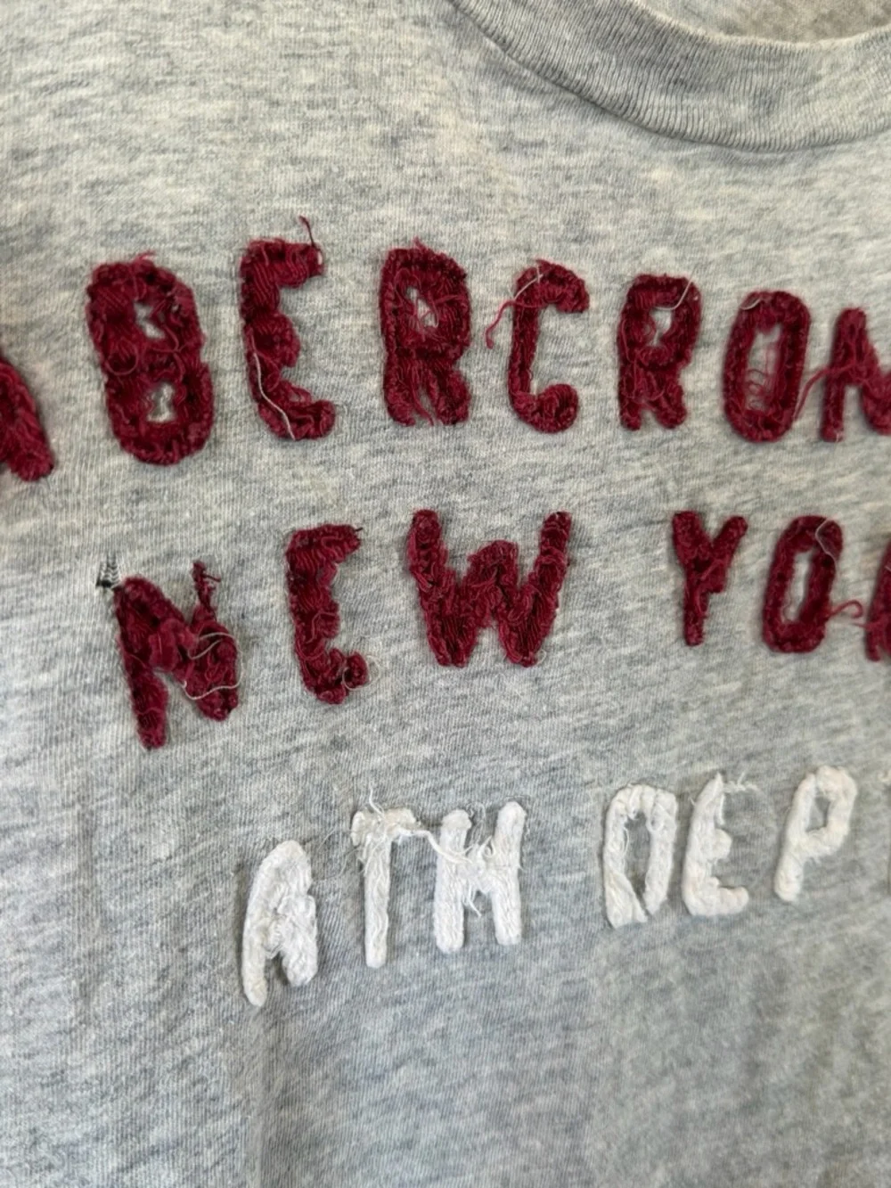 Abercrombie & Fitch Gray Tee with Red and White Applique